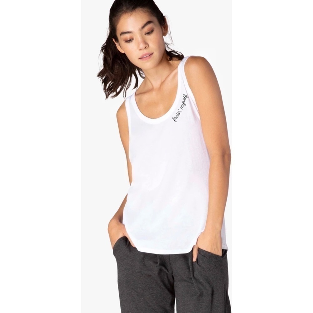 SELF x Beyond White Feelin Myself Racerback Tank